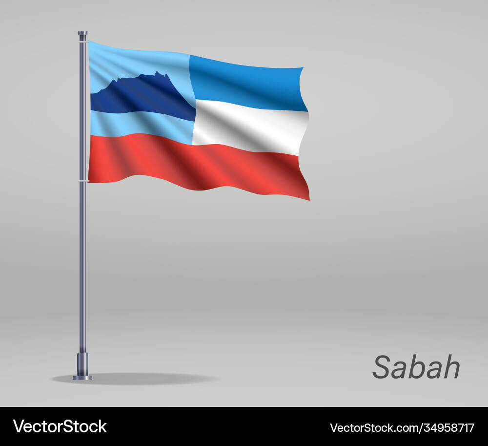 Waving flag sabah - state malaysia vector image