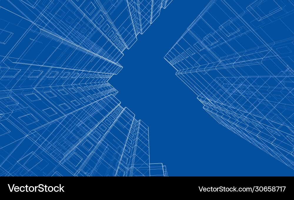 Wire-frame model a multi-storey building Wire-frame model a multi-storey building Vector Image