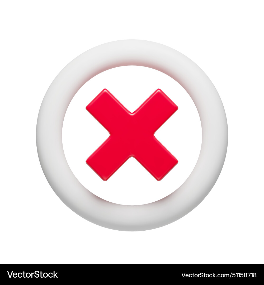 3d realistic red wrong check mark sign in circle 3d realistic red wrong check mark sign in circle vector image