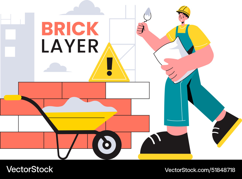 A bricklayer worker with people constructing A bricklayer worker with people constructing Vector Image