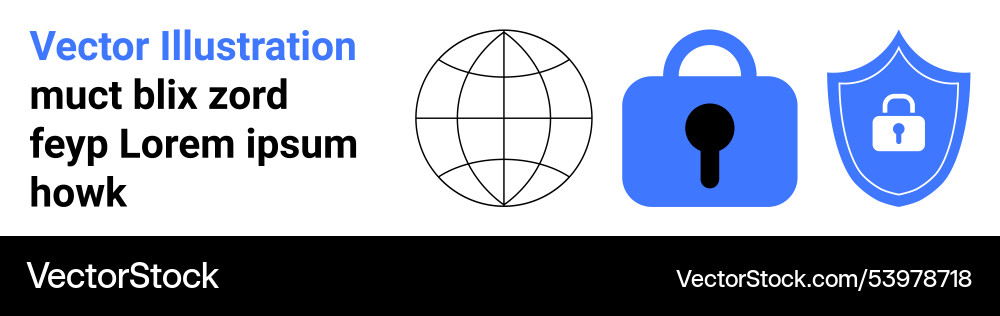 Cybersecurity and global communication with lock Cybersecurity and global communication with lock vector image