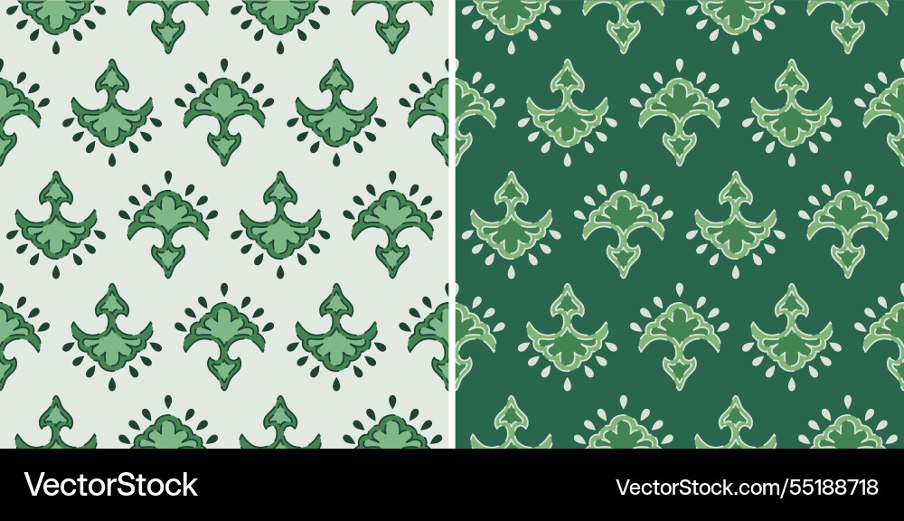 Damask abstract block print pattern vector image