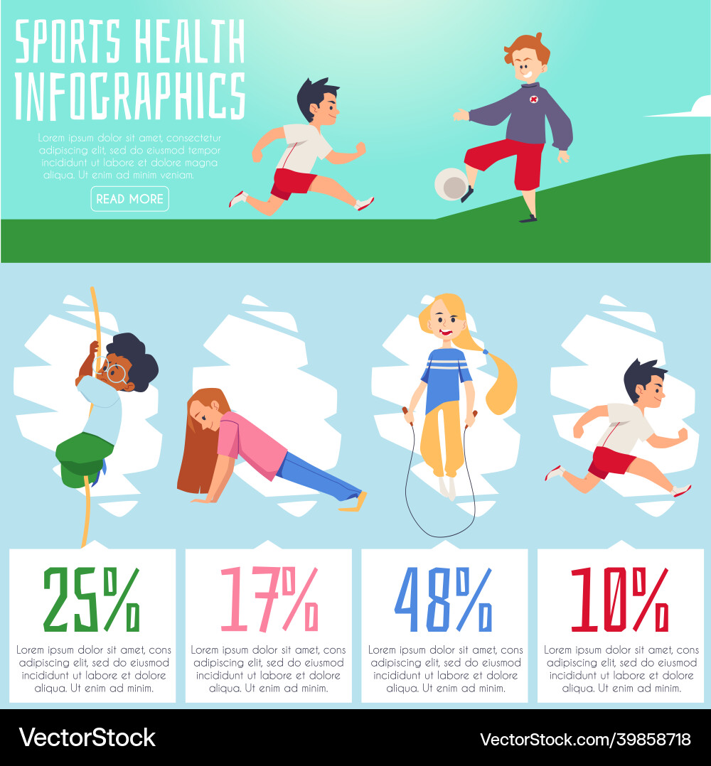 Kinder Sport Gesundheit Infografik Banner Vorlage Kinder Sport Gesundheit Infografik Banner Vorlage vektorbild