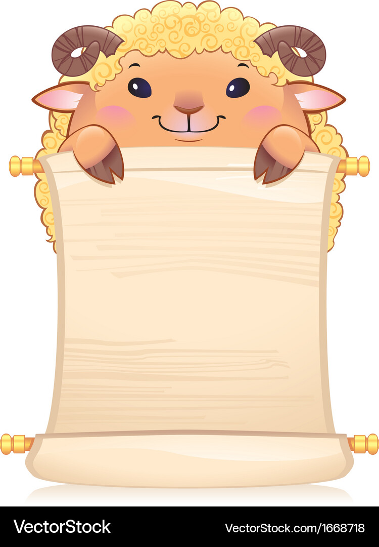 Lamb with scroll Vector Image