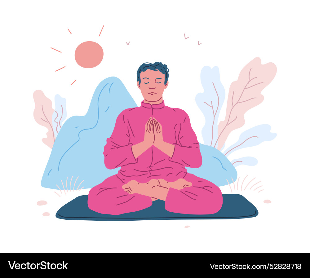 Meditation of a man Royalty Free Vector Image - VectorStock
