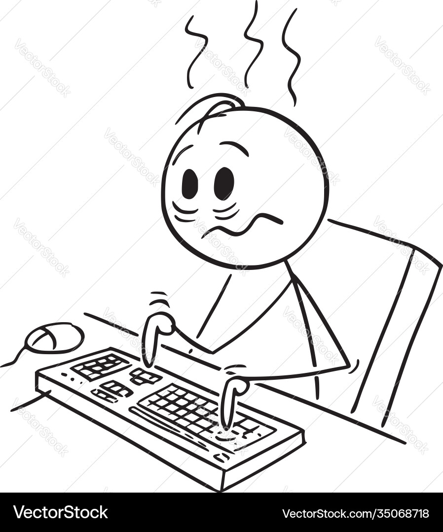 Overworked Man at Computer vector image