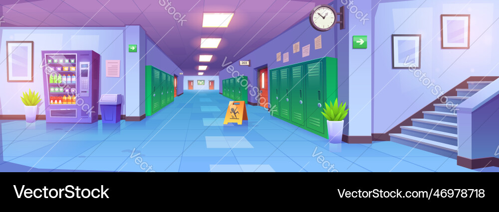 Schule Korridor Interieur Cartoon College Flur Schule Korridor Interieur Cartoon College Flur vektorbild