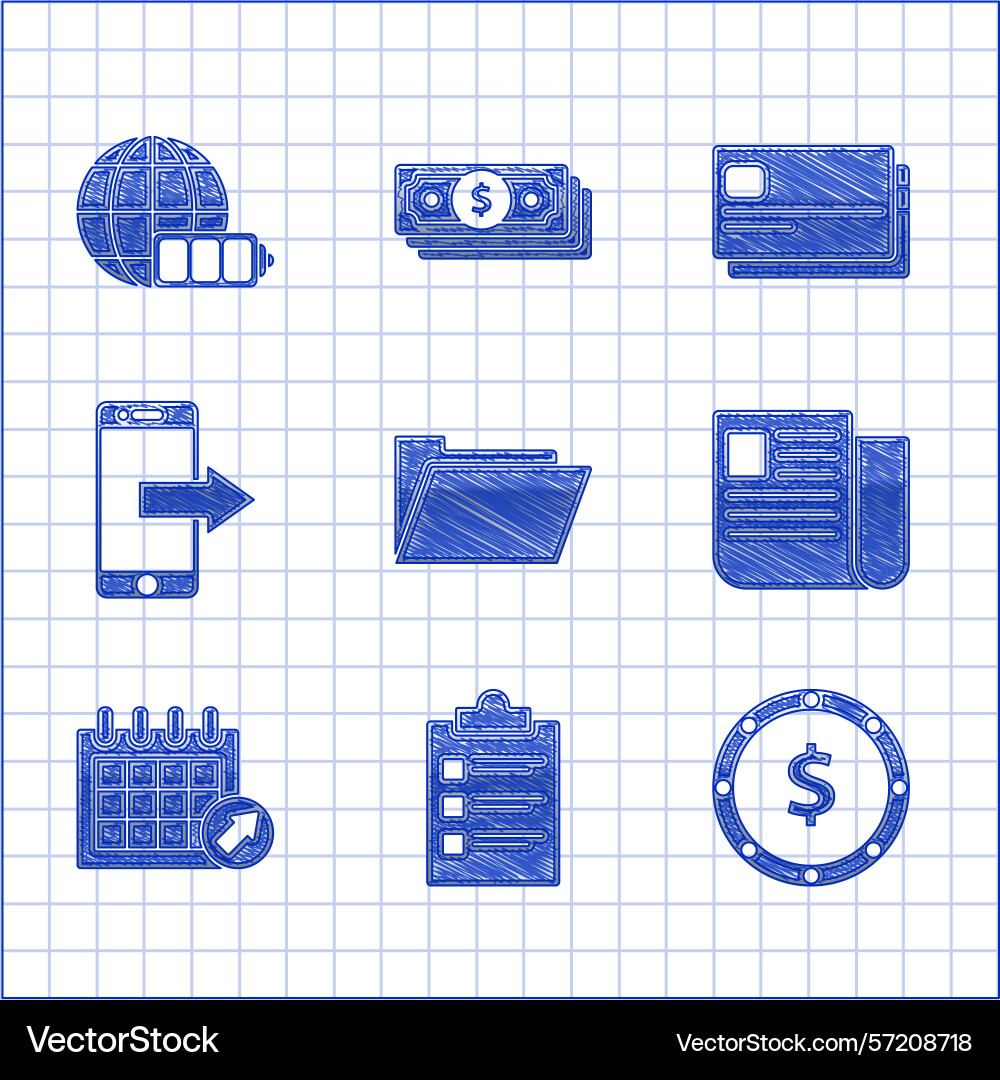 Set document folder clipboard with checklist coin Set document folder clipboard with checklist coin vector image