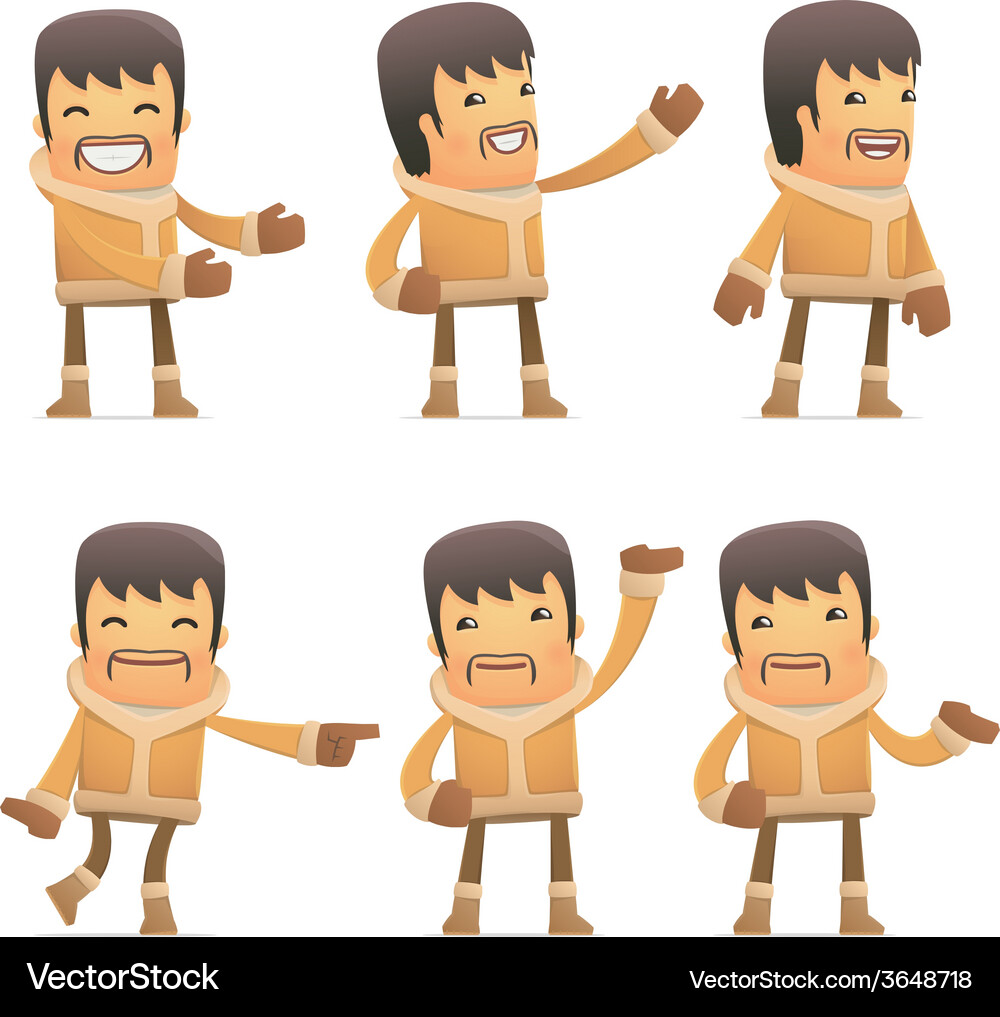 Set of eskimo character in different poses Vector Image