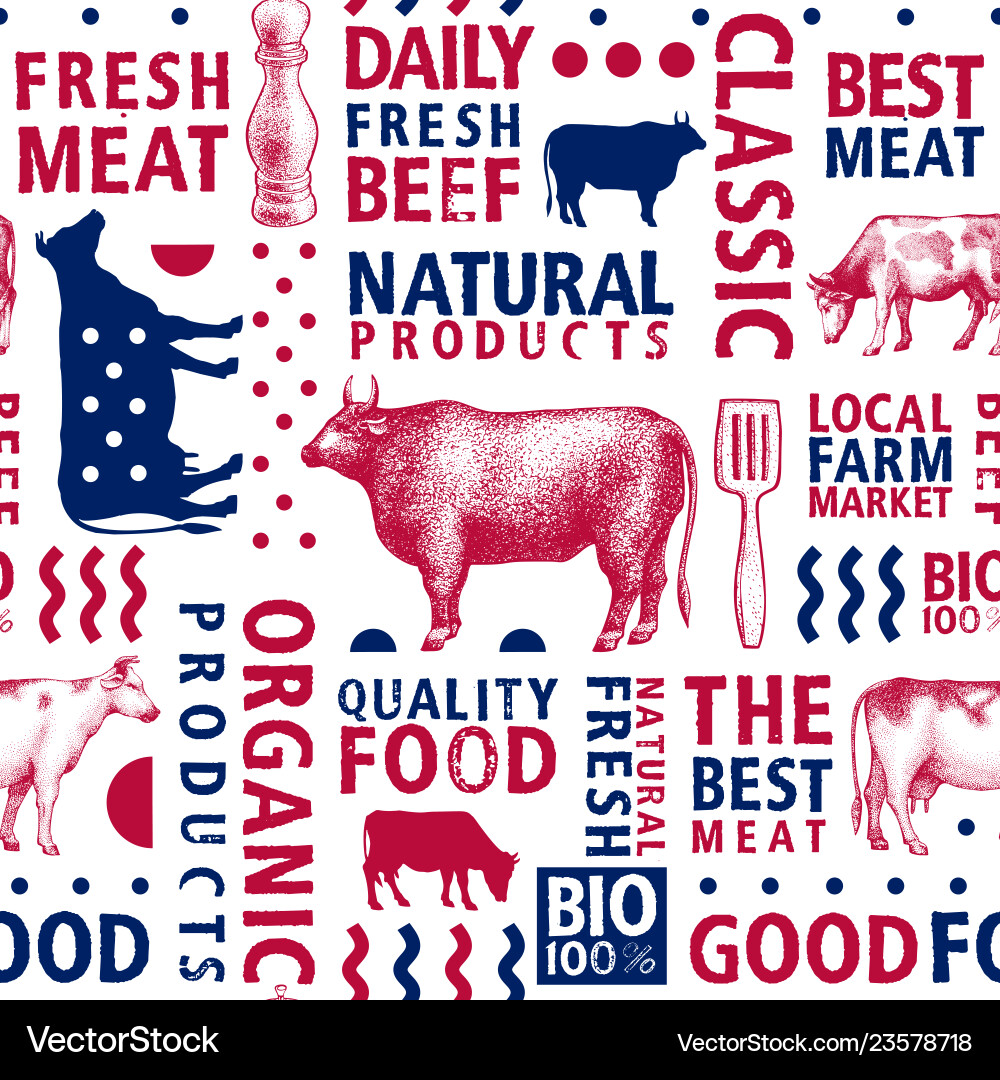 Typographic butchery seamless pattern Typographic butchery seamless pattern vector image