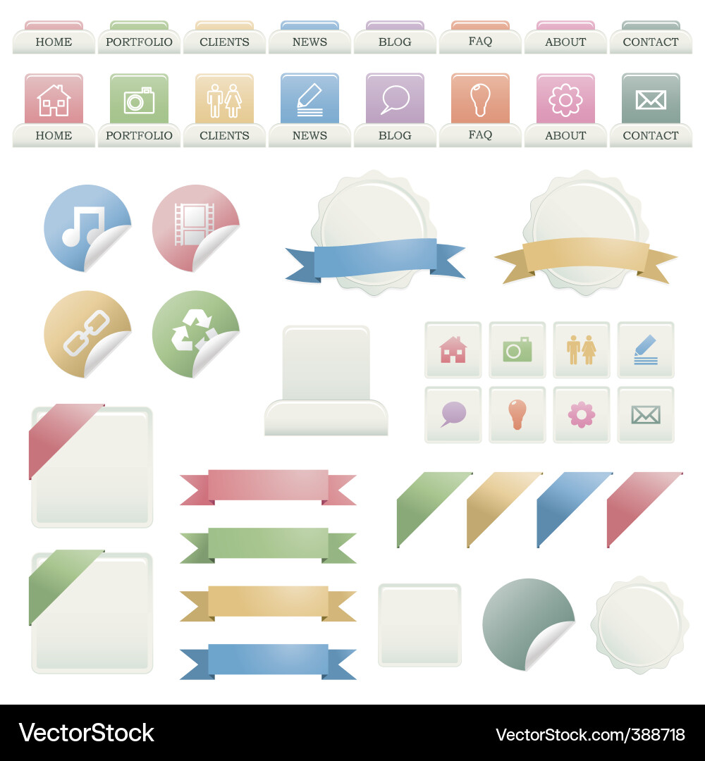 Web Icons & Decorative Elements Vector Image
