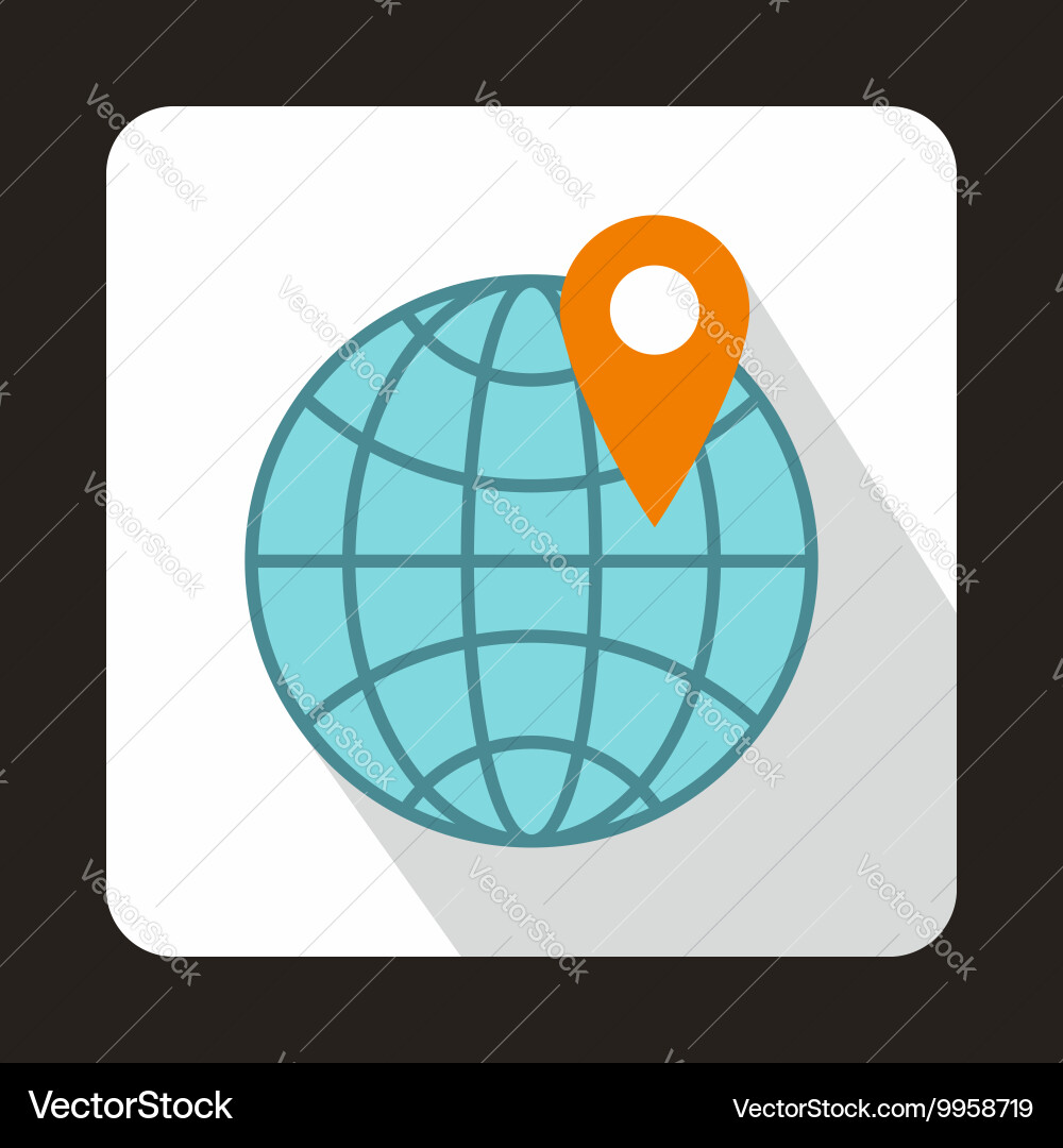 Globe and map pointer iconflat style Vector Image