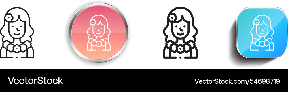 Hawaiian icon thin linear regular and button vector image