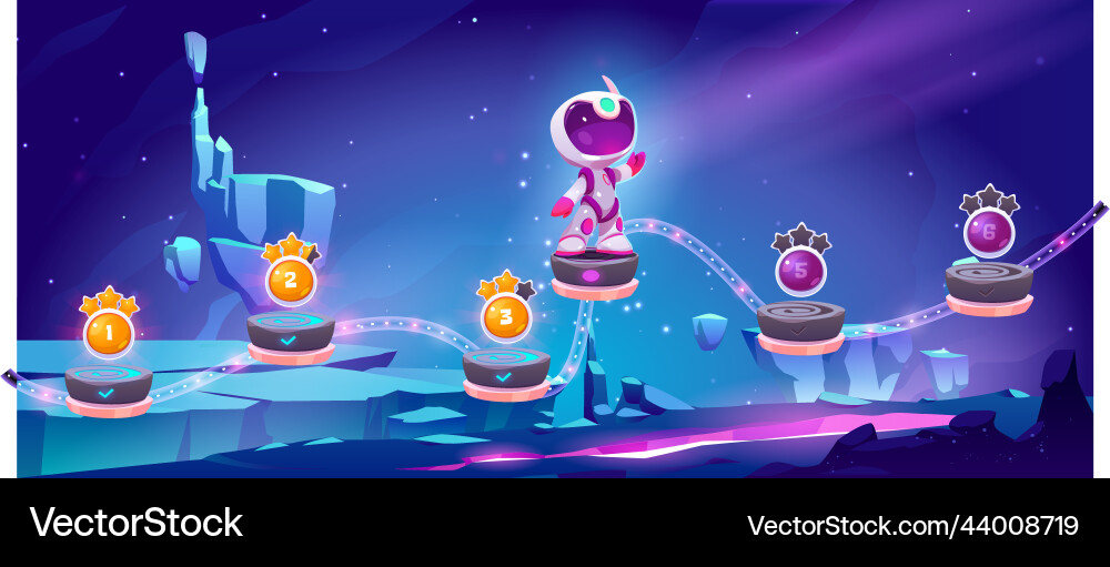 Space game mobile arcade with astronaut jump Space game mobile arcade with astronaut jump vector image