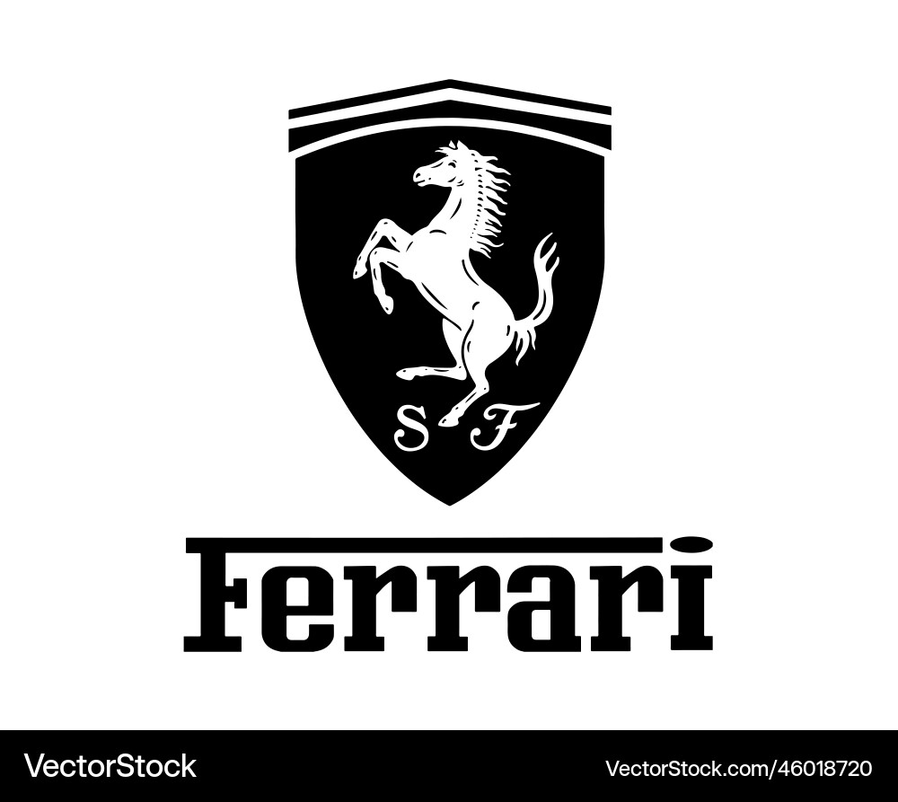 Ferrari Logo - Black Emblem Royalty Free Vector Image