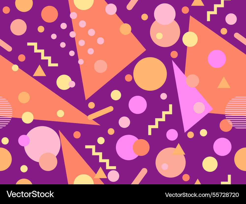 Geometric seamless pattern with memphis elements Geometric seamless pattern with memphis elements Vector Image
