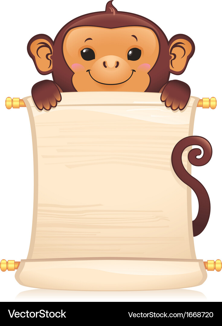 Monkey with scroll Vector Image