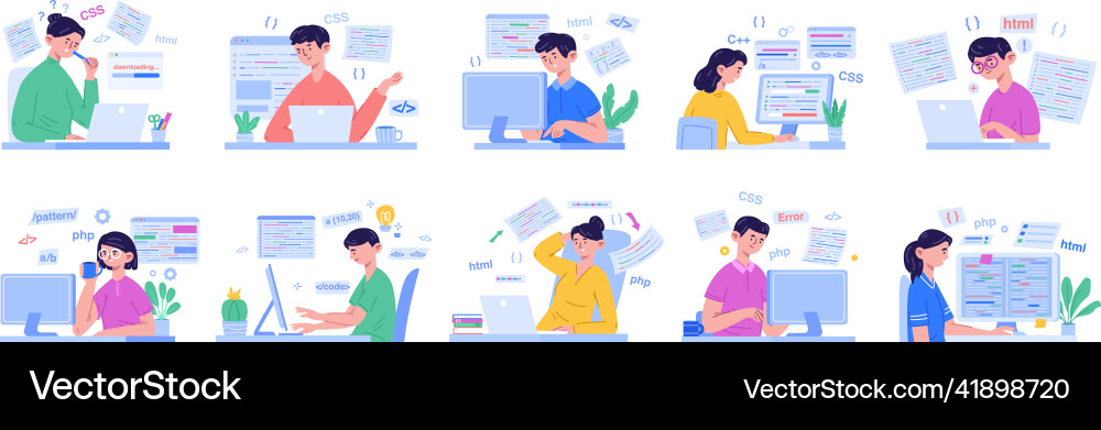Programmers software developers code engineer Programmers software developers code engineer vector image