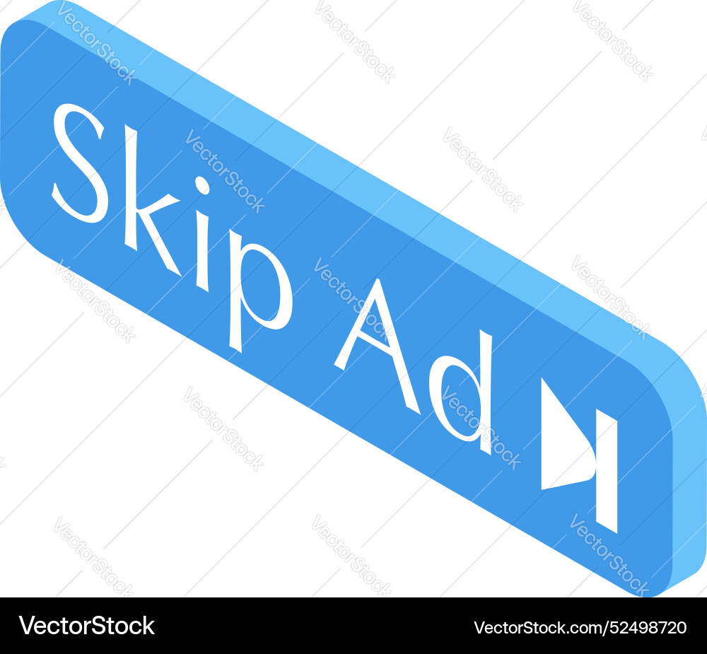 Skip ad button for skipping ads while watching Skip ad button for skipping ads while watching vector image