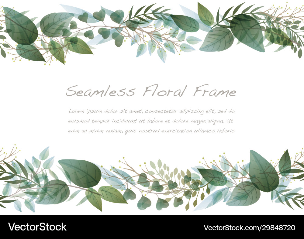 Watercolor seamless botanical frame vector image