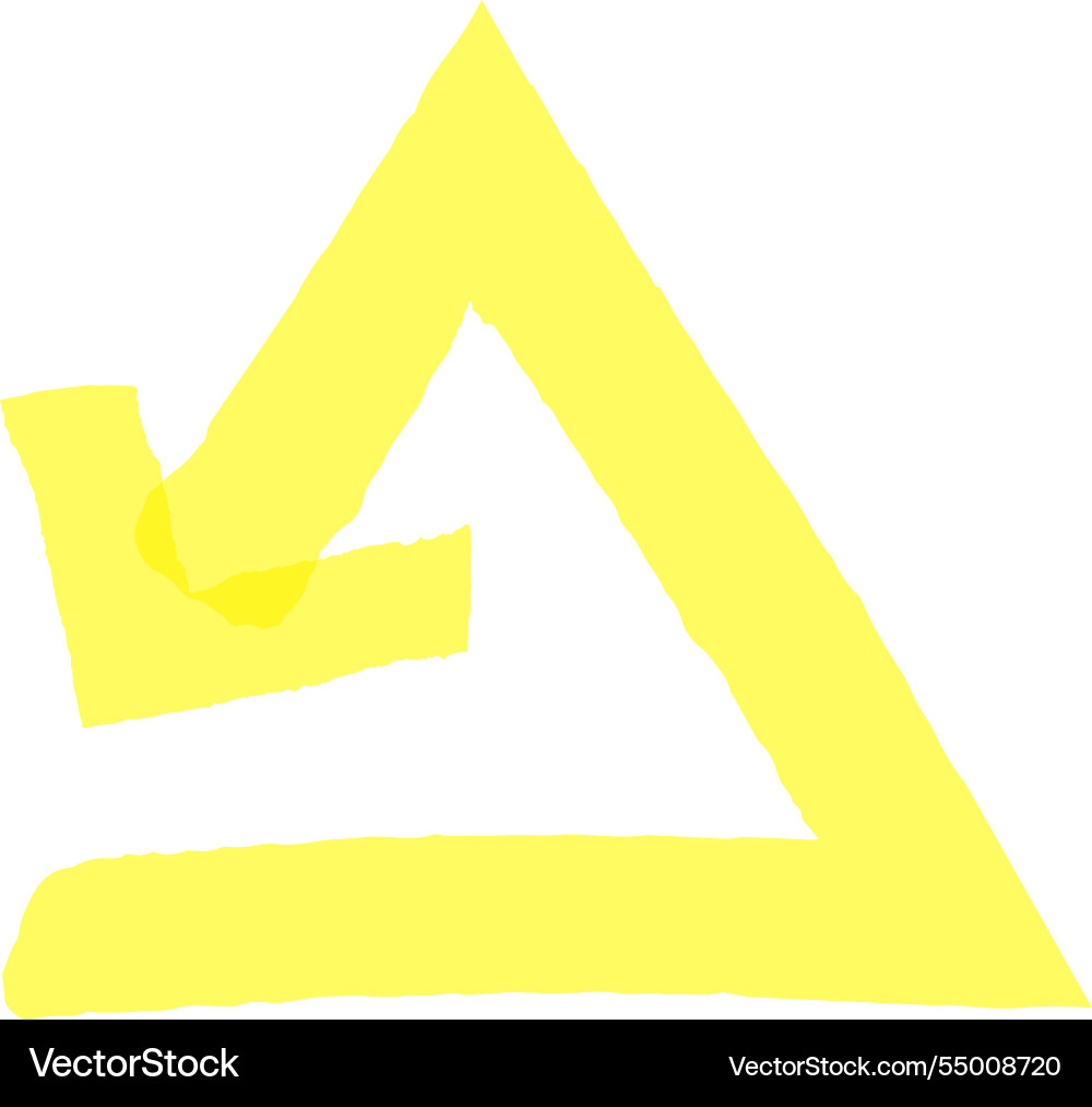 Yellow uneven abstract triangle and arrow pointing Yellow uneven abstract triangle and arrow pointing vector image