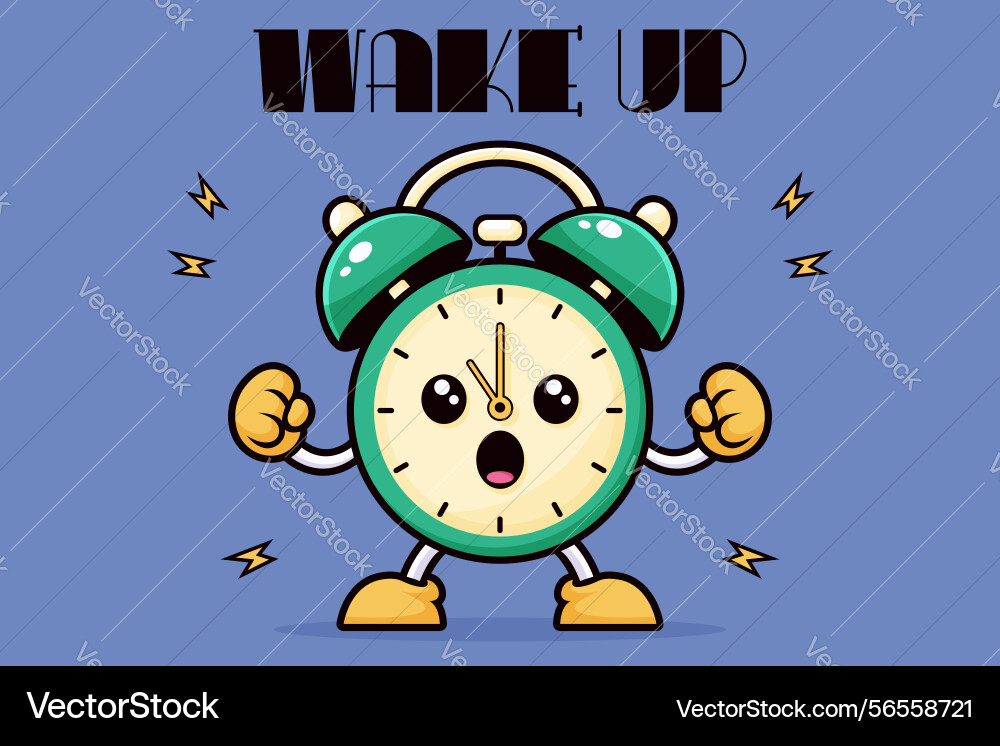 Alarm clock character flat vector image