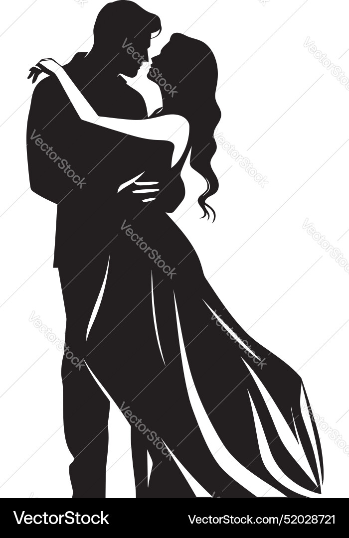 Caring support black graphic of man holding woman Caring support black graphic of man holding woman Vector Image