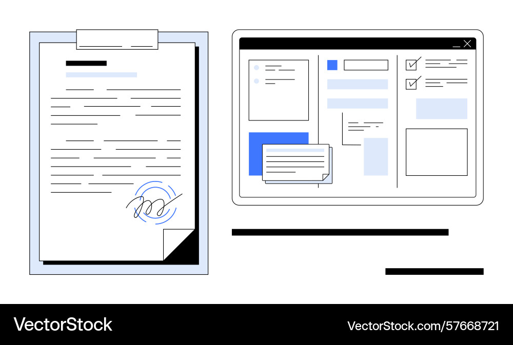 Digital document signing and online form editing Digital document signing and online form editing vector image
