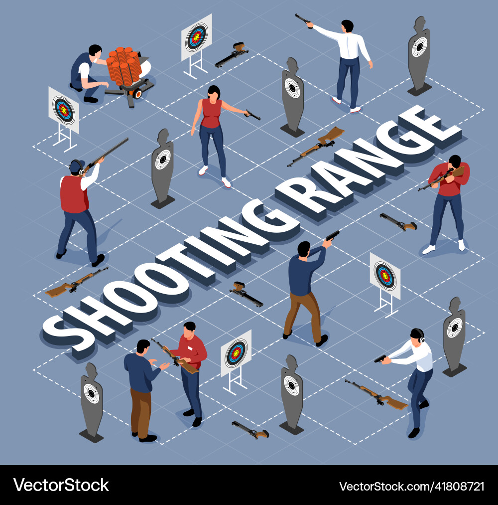 Isometric shooting range flowchart vector image