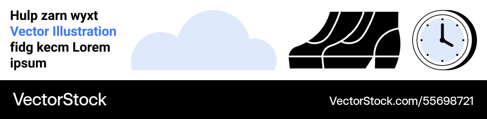 Minimalist design with cloud steps and clock Minimalist design with cloud steps and clock vector image