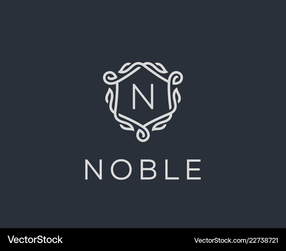 Premium linear shield monogram letter n logotype Premium linear shield monogram letter n logotype Vector Image