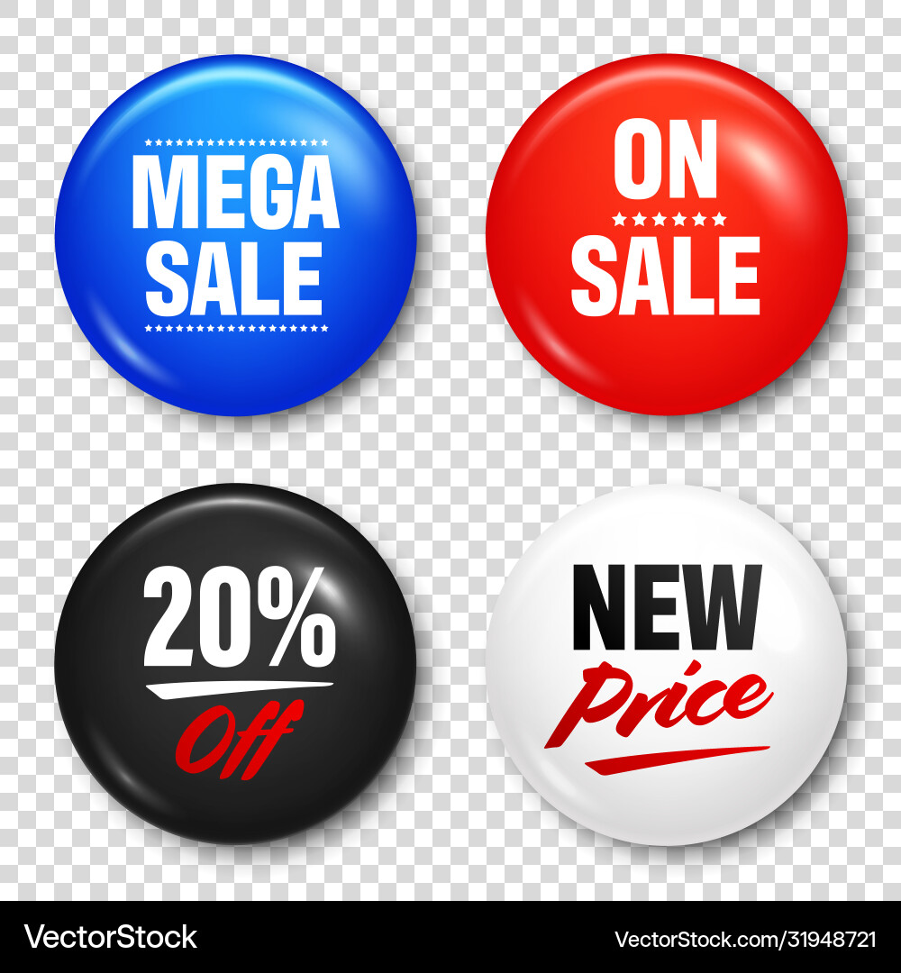 Realistic badges with text product promotion Realistic badges with text product promotion vector image