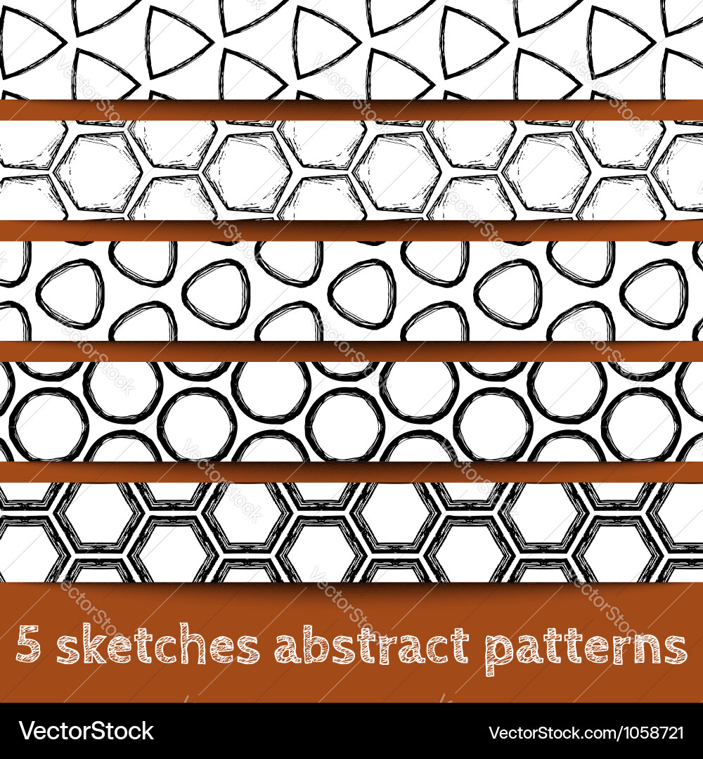 Set of sketches geometric seamless patterns vector image