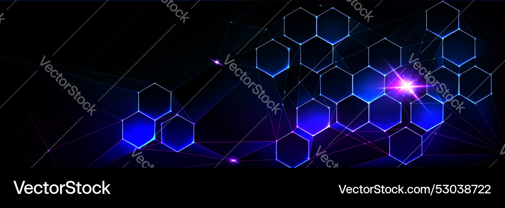 Abstract hexagon pattern on black background Vector Image