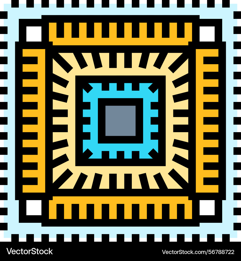 Circuit board quantum computer color icon Circuit board quantum computer color icon vector image
