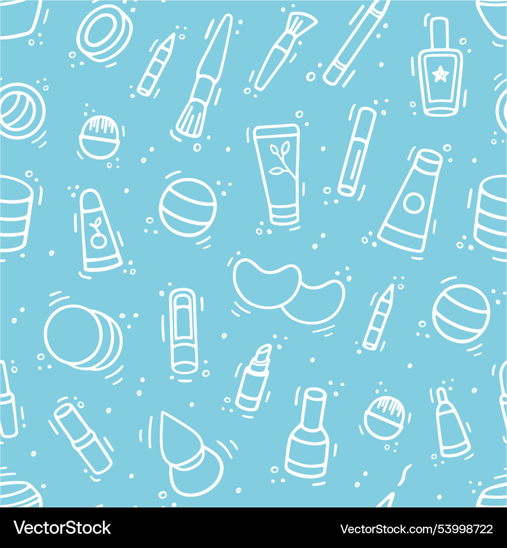 Cosmetics collection seamless pattern comic Cosmetics collection seamless pattern comic vector image