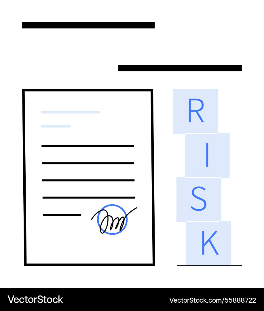 Document with signature and risk blocks Vector Image