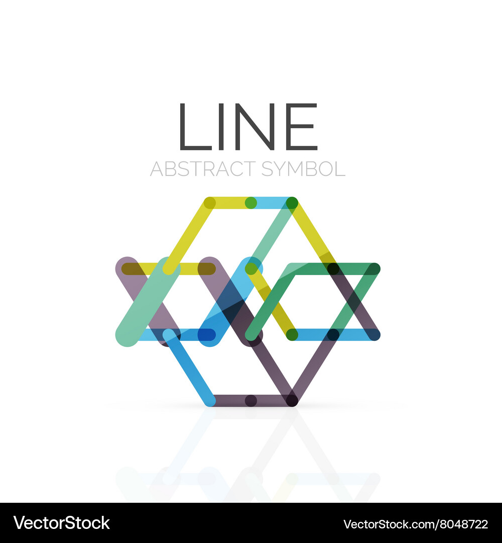 Linear abstract logo connected multicolored Vector Image