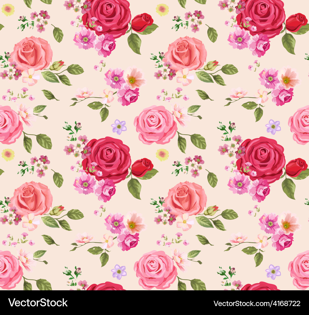 Romantic Rose Seamless Pattern Vector Image