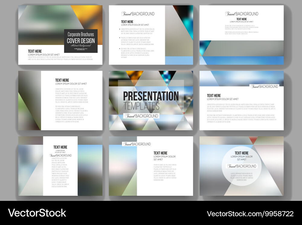 Set of 9 templates for presentation slides vector image