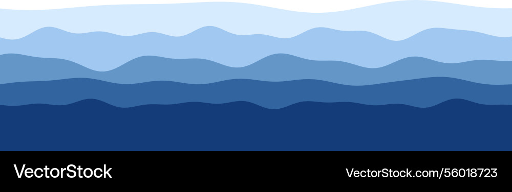 Abstract blue layered waves in horizontal patterns Vector Image