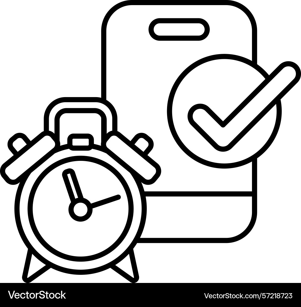 Alarm clock with a check mark Vector Image