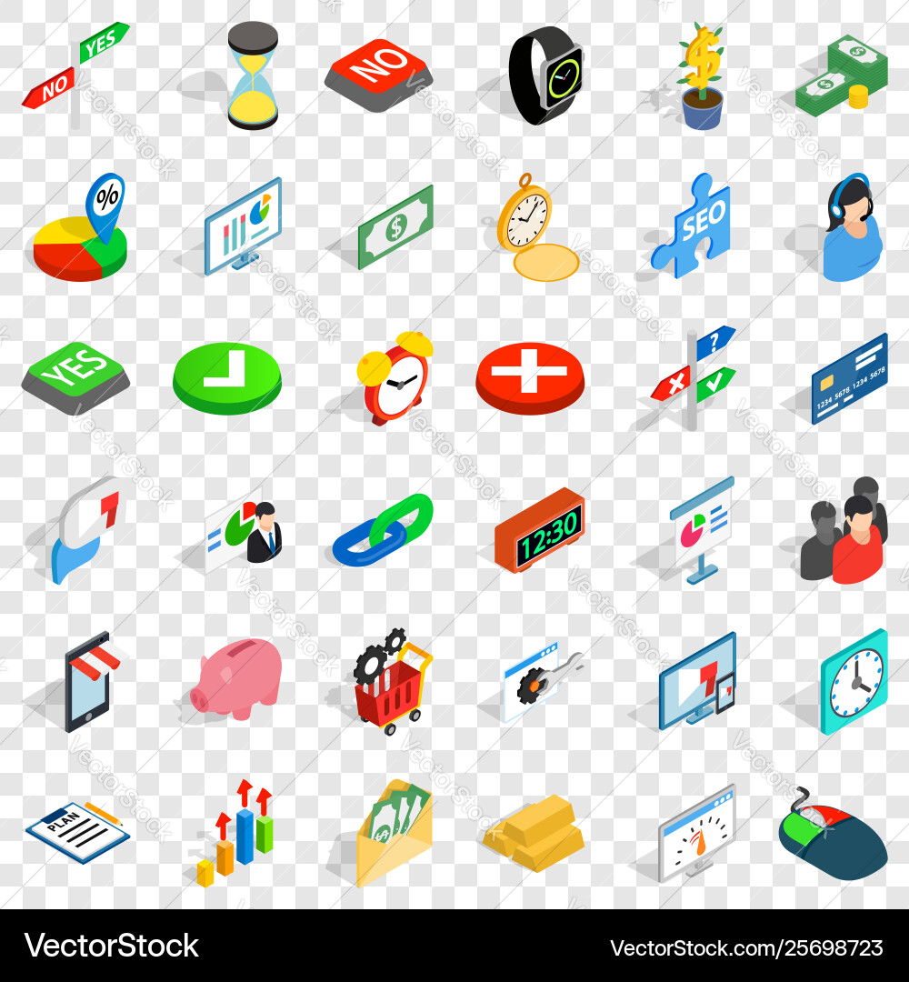 Button icons set isometric style vector image