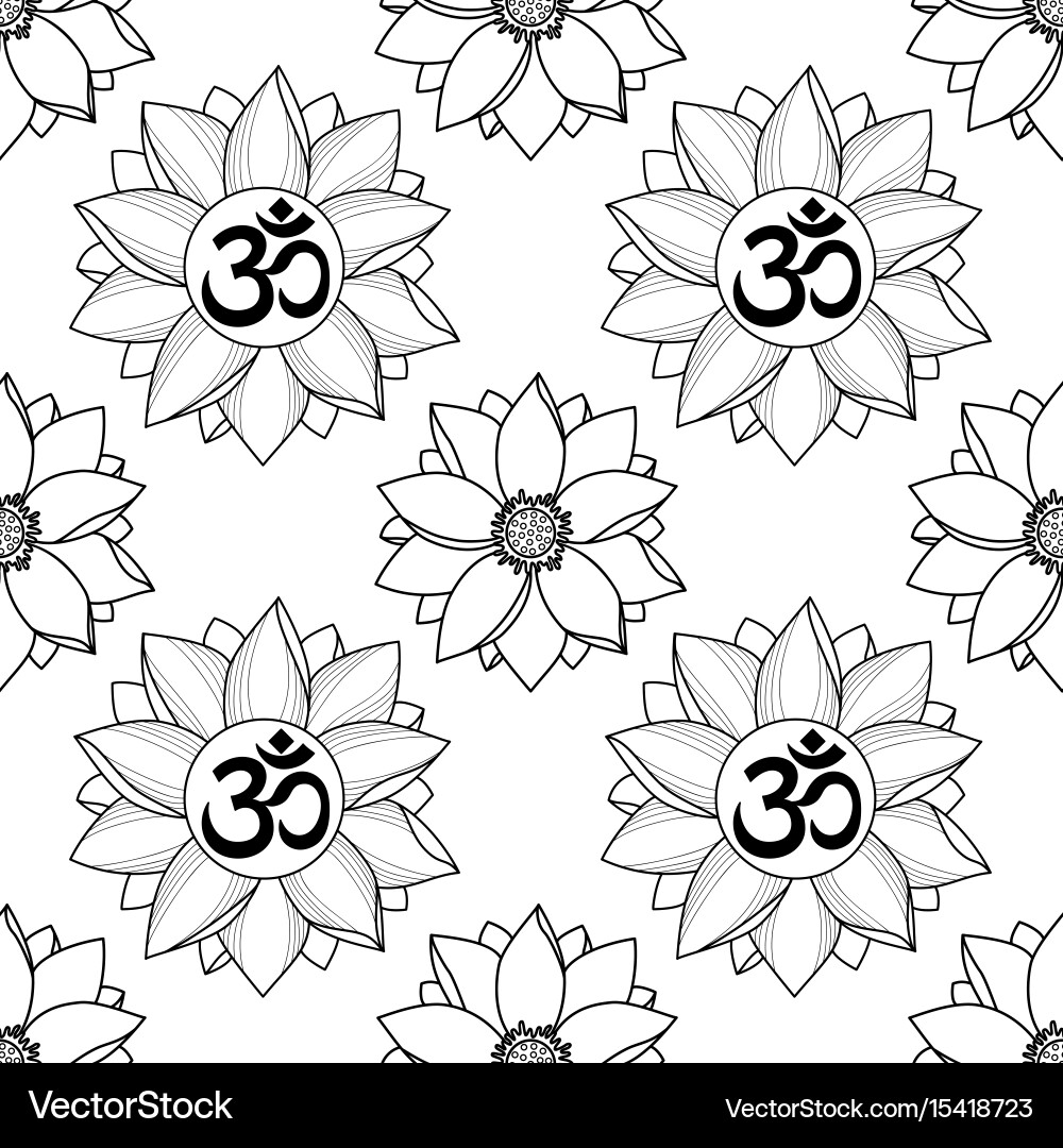 Om and lotus seamless pattern Vector Image