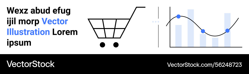 Shopping cart with data chart representing sales Shopping cart with data chart representing sales vector image