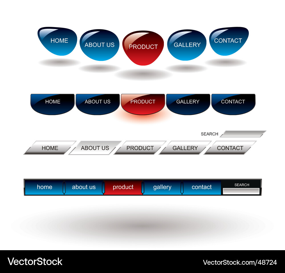 Glossy Website Buttons - Template Vector Image