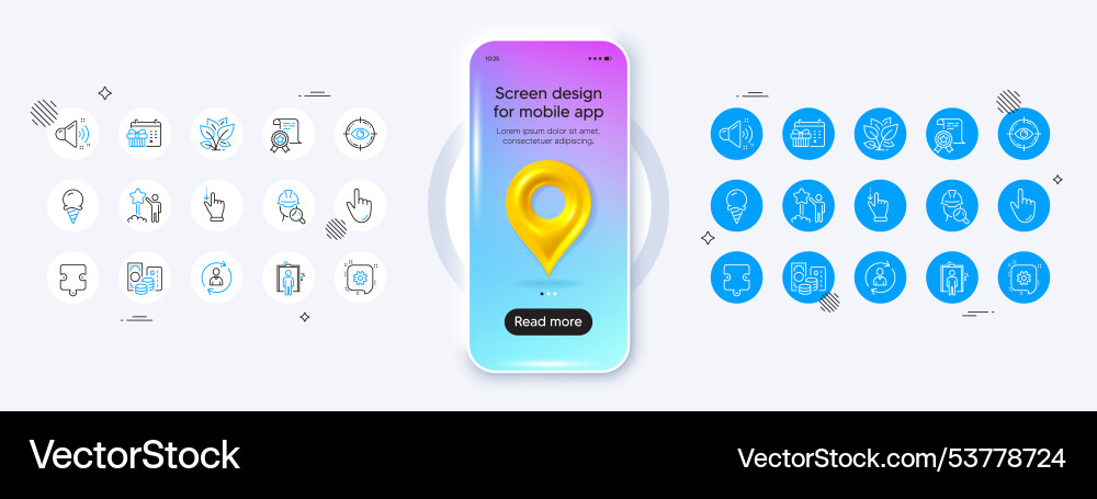 Leaf star and inspect line icons for web app Leaf star and inspect line icons for web app vector image