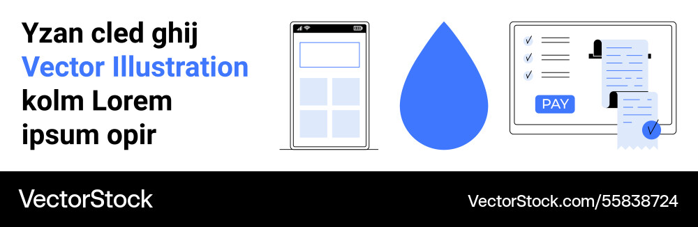 Mobile app interface payment form and water drop Vector Image