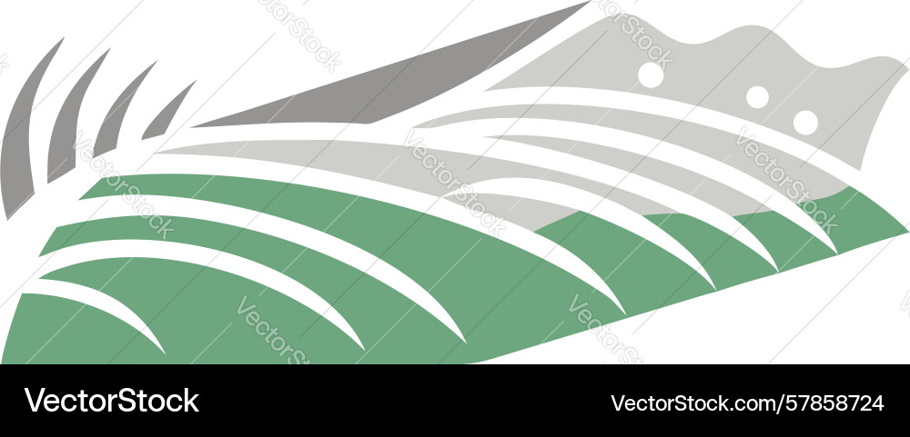 Rolling green farm fields with rows design Vector Image