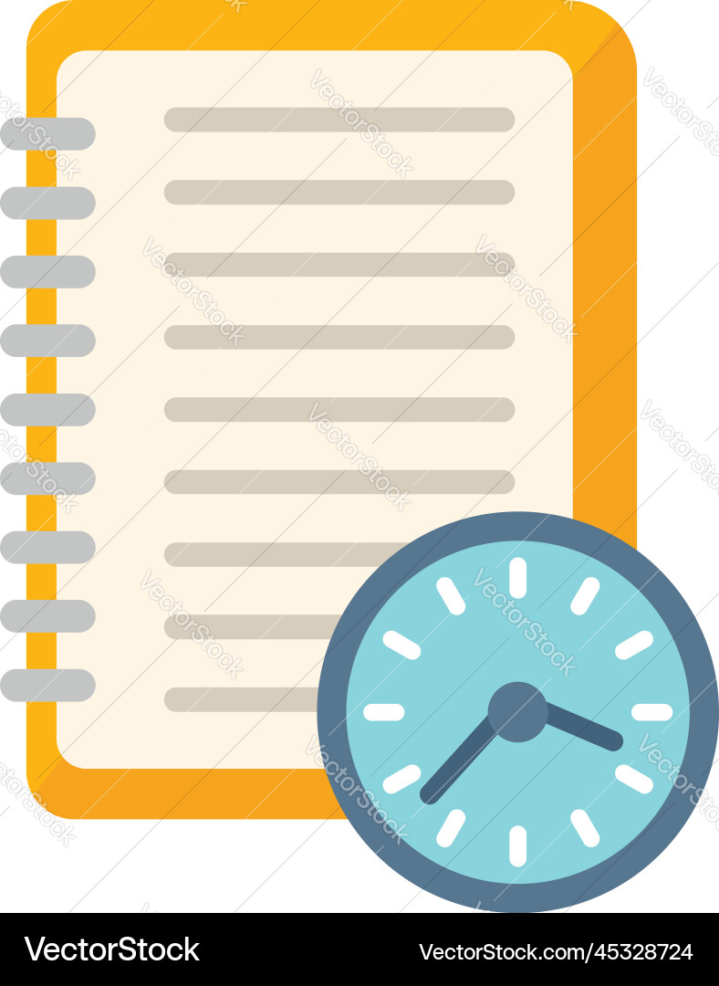 Timer notebook icon flat work project Timer notebook icon flat work project vector image